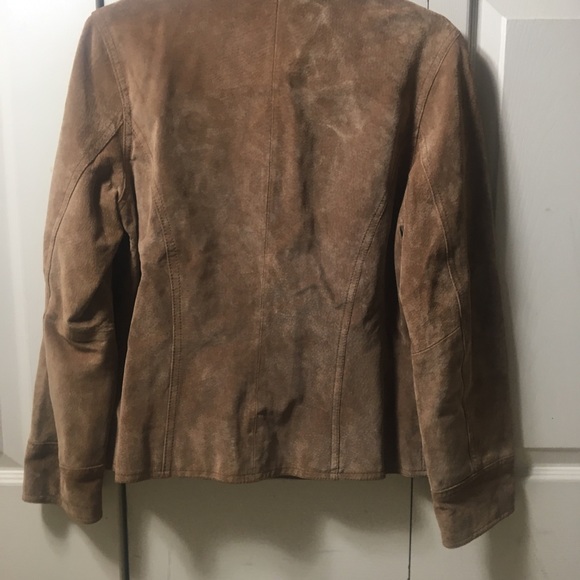 VTG Leather Jacket Suede Moto Brown Pockets Biker - Picture 11 of 13